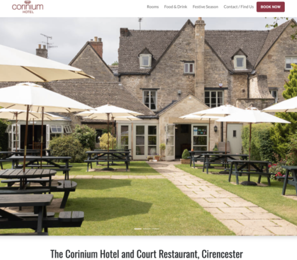 Website of The Corinium Hotel, Cirencester