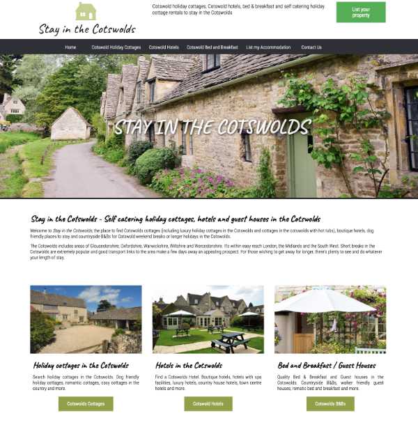 Stay in the Cotswolds website